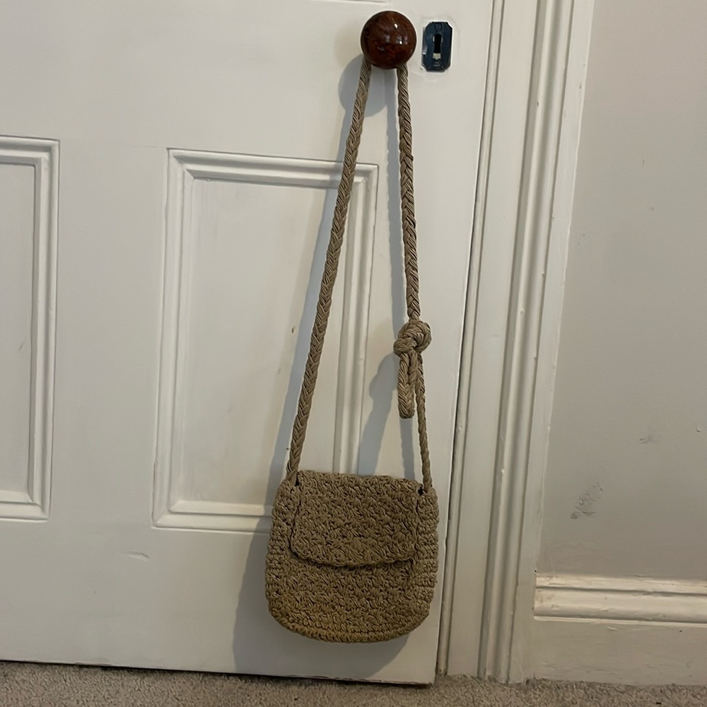 Carrie Forbes Vintage Tan Crochet Handbag